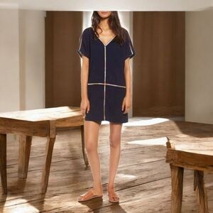 Madewell Blue Mini Dress with Dolman Sleeves and V-Neck